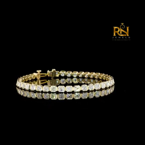 Bracelet tennis en diamant de laboratoire taille Asscher, maillons éternité, or massif 9K 14K 18K, bijoux fins - Product Image 3