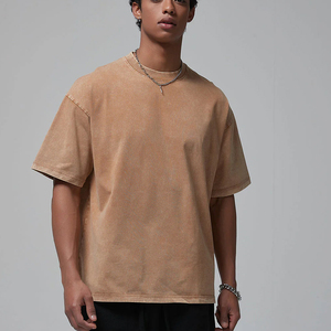 Custom Acid Wash Embroidery Professional 100% Cotton Heavyweight Oversized Men's Knitted Quick Dry <b>T</b>-Shirts Manufacturer - Product Image 4