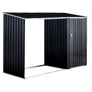 Cobertizo para Leña de Exterior en Color Antracita Galvánizado, Soporte para Leña de Patio con Estante para Leña, Solución de Almacenamiento Elegante y Duradera - Product Image 1