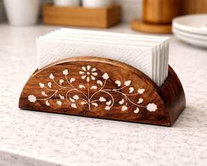 Wood <b>Tissue</b> Box Holder With Carved <b>Pattern</b> Modern Free Standing Design Use Home Hotel Table Decor - Product Image 6