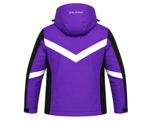 Veste softshell pour homme, contraste violet, blanc et noir, avec capuche, imperméable, coupe-vent, veste de sport d'hiver pour l'extérieur, vêtements de travail personnalisés - Product Image 2