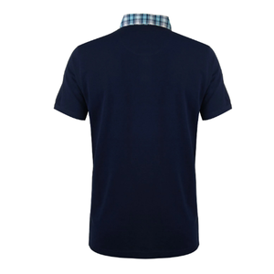 เสื้อเชิ้ตแขนสั้นสีน้ำเงินกรมท่าสำหรับผู้ชาย ผ้าฝ้ายถักเนื้อนุ่ม ระบายอากาศได้ดี สไตล์ลำลอง - Product Image 2