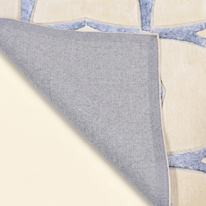 Alfombra DECORDEC Azure Link de Lana Azul Crema, Hecha a Mano, Antideslizante, Ecológica, de Pelo Largo, con Diseño Botánico Abstracto Moderno - Product Image 6