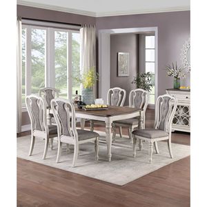 Set di 2 Sedie da Pranzo Vintage Bianche con Rivestimento in Tessuto Grigio Chiaro Stile Retrò - Product Image 5