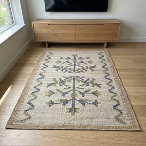 Modern Handmade Jute Anti-Slip <b>Thick</b> <b>Pile</b> <b>Rug</b> Geometric Pattern Decorative Border Textured Area Carpet Living Room Bedroom Decor - Product Image 2