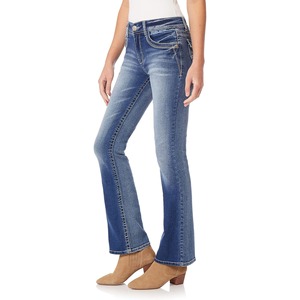 High Waist Cut Denim Jeans Women Slim Fit Stonewashed Blue Casual Style Spring Cotton Fabric Midweight Woven - Product Image 1