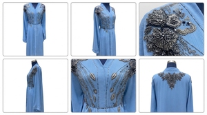 Luxury Modest Wear Women's Kaftan <b>Abaya</b> with Decorative Bead Embroidery Polyester Spring - Product Image 6
