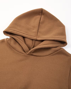 Brown and Turquoise Hooded Sweatshirts for Children Casual Autumn Wear Knitted Long Sleeve Pullover Unlined Style - Product Image 3