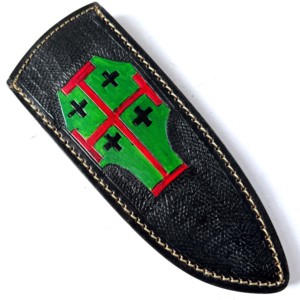 Funda de cuero pintada a mano de alta calidad, hecha en fábrica, para cuchillos de hoja fija. - Product Image 1