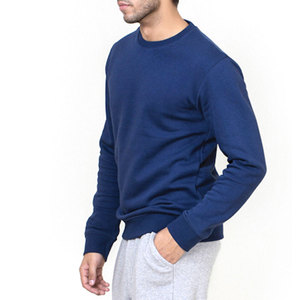 Sweat-shirt à col rond bleu marine uni pour homme, manches longues, en coton, pull décontracté, streetwear, vêtements de bureau, vêtements de sport basiques, fournisseur en gros - Product Image 1