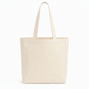 Sac fourre-tout en toile de coton naturel 8oz, taille moyenne, avec longues poignées d'épaule, soufflet, personnalisable, écologique, cadeau, vente en gros - Product Image 1