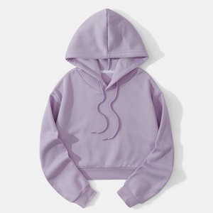 Women Solid Color Crop <b>Top</b> Loose Drawstring Hoodies Sweatshirt Simple and Versatile Trendy Ladies Long Sleeve Hoodies Streetwear - Product Image 5