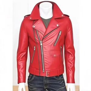 Veste de motard en cuir PU blanc pour homme, coupe ajustée, avec poches zippées, ceinture, col rabattable, mode automne-hiver - Product Image 4