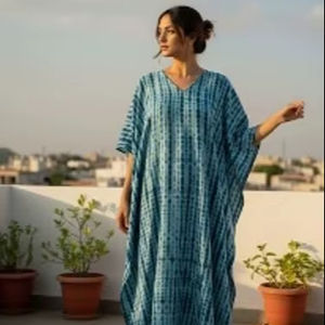 Caftanes Maxi Tie Dye Ecológicos al por Mayor para Mujer, con Mangas Largas, Cuello en V, Estilo Bohemio, 100% Algodón - Product Image 1