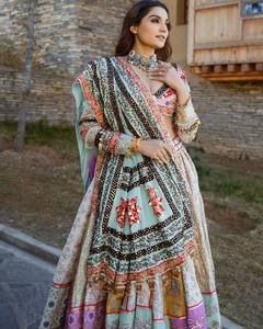 Women Cotton Lehenga Choli with Dupatta <b>Mirror</b> Work Digital Print Quick Dry Ethnic Dress for Wedding Party - Product Image 4