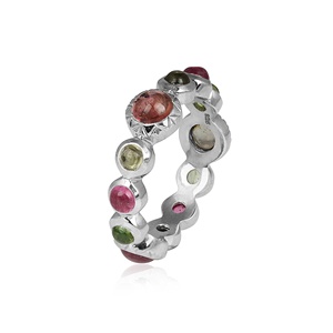 Anillo de Eternidad de Plata de Ley 925 con Turmalina Verde y Rosa Natural, Hecho a Mano, con Múltiples Piedras Preciosas, Joyería Fina para Mujer, Venta al Por Mayor - Product Image 3
