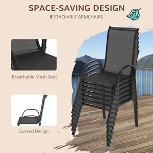 Set di Mobili da Giardino Neri in 8 Pezzi con Ombrellone da 2,7 Metri, Tavolo e Sedie da Esterno - Product Image 6