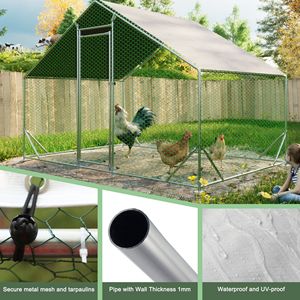 Pollaio Grande in Metallo Impermeabile con Recinto per Galline e Pollame, Gabbia per Conigli e Anatre, Recinto per Animali Domestici con Rete Zincata - Product Image 3