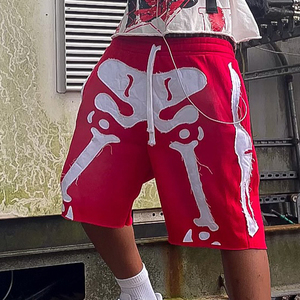 Pantalones Cortos Personalizados para Hombre, 100% Algodón, Felpa Francesa, Estampado de Letras en Relieve, Cintura Elástica con Cordón, Estilo Vintage - Product Image 4