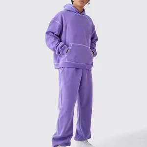 Conjunto de Sudadera con Capucha y Pantalones Acampanados de Verano OEM Personalizados, Estilo Urbano, Lavado Ácido, de Tejido Pesado y Oversize - Product Image 1