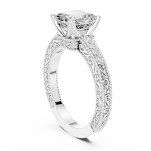 Anillo de Diamante Cultivado en Laboratorio con Corte Asscher de Diseño Elegante y Lujoso, Elaborado en Oro Blanco Sólido de 14k, Joyería con Certificado GRA - Product Image 2