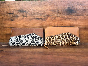 Handmade Hair on Leopard Print Genuine Leather Zipper Wallet Western Cowhide Leather Clutch <b>for</b> Women Credit Card & <b>Phone</b> Wallet - Product Image 3