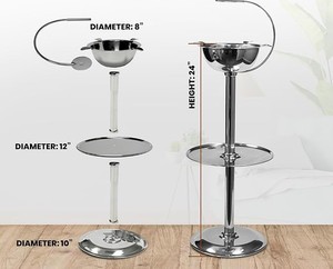 Cendrier ovale en acier inoxydable coupe-vent avec couvercle et poignée de transport, 12 pouces, plateau d'accessoires pour usage extérieur - Product Image 2