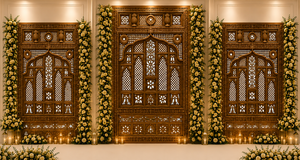 Arcos de madera en forma de U exclusivos para bodas modernas, paneles de fondo blancos premium para decoración/instalación de escenarios de bodas al aire libre - Product Image 6