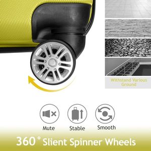 Valigia Trolley 3-in-1 Stile Classico 20 Pollici Giallo Crema con Strisce Diamantate in Gomma Impermeabile con Cerniera in Poliestere per Viaggi - Product Image 4