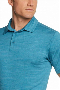 Polo de Manga Corta Azul para Hombre, Corte Regular, Color Sólido, Tejido Transpirable, Estilo Casual - Product Image 6