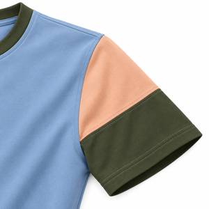 เสื้อยืดกีฬาผู้ชายสีบลูมิสท์พรีเมียมพร้อมแขนเสื้อสีแอปริคอทและสีโอลีฟสำหรับออกกำลังกาย - Product Image 3