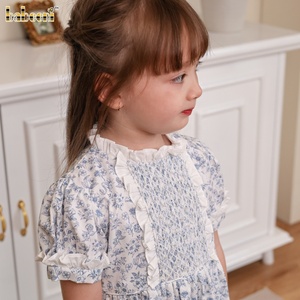 Vestido ECO Smocked para niñas con ribetes de volantes ODM OEM Venta al por mayor Ropa de vestir para niñas-DR4412 - Product Image 4