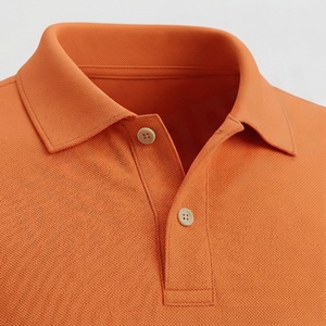 Men's <b>Orange</b> Short Sleeve <b>Polo</b> Shirt Solid Color Knitted Pique Fabric Casual Style Regular Fit - Product Image 4