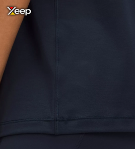 T-shirt décontracté pour femme XEEP personnalisé, léger, en maille polyester/coton, coupe ample, manches courtes, respirant, col en V - Product Image 4