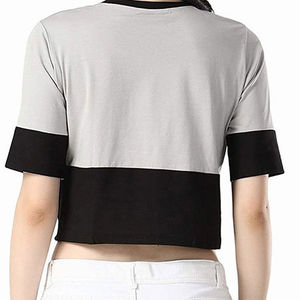 Camiseta Corta para Mujer, Color Sólido, Cuello Redondo, Manga Corta, Deportiva, Informal, Holgada, para Verano - Product Image 3