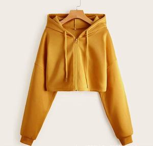 Top corto de algodón/polar para mujer, Sudadera con capucha, jersey liso en blanco, Top corto, Sudadera con capucha para mujer, Top corto de gran tamaño, sudadera informal con capucha para mujer - Product Image 5