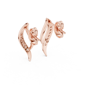 Juego de pendientes minimalistas con diamantes cultivados en laboratorio en oro rosa macizo de 18 quilates, para compromiso, boda, fiesta, regalo de San Valentín, uso diario para mujeres. - Product Image 3