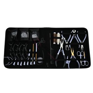 Elite Big Hair Extension tools Fitting Kit with Tape In Plier Micro Bead Crimper set Keratin Bond <b>Cutter</b> 4 Beads Boxes Loop Hook - Product Image 1