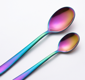 Ensemble de couverts en acier inoxydable plaqué arc-en-ciel de qualité supérieure avec cuillère, couteau, fourchette, design moderne, couverts en métal pour une utilisation sur la table lors de fêtes - Product Image 4