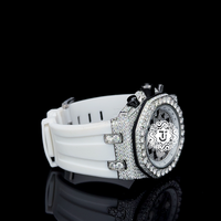 Montre mécanique en acier inoxydable avec diamants Moissanite glacés, chiffres arabes, style Hip Hop, très demandée, pour occasions décontractées et formelles
