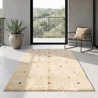 Tapis en laine noué à la main ivoire très demandé, motif floral minimaliste, poils plats, durable, fait main, pour salon, chambre, maison