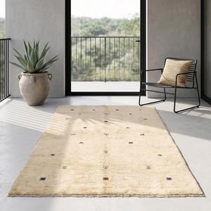 Tapis en laine noué à la main de qualité supérieure, motif tribal ivoire beige, tapis avec motifs traditionnels pour la décoration du salon - Product Image 6
