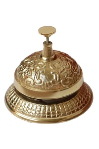 Campana de Servicio de Latón Antiguo de Lujo con Diseño Grabado Ornamentado, Campana Decorativa de Escritorio para Recepción de Hotel, Oficina, Escuela - Product Image 5