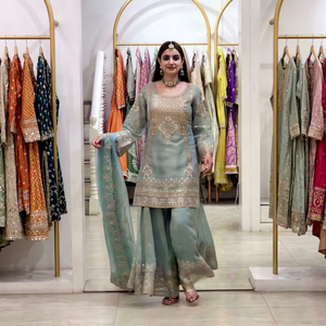 Elegant Embroidered Salwar <b>Suit</b> With Dupatta Traditional <b>Wedding</b> And Party Wear <b>Women</b> Loose Fit - Product Image 1