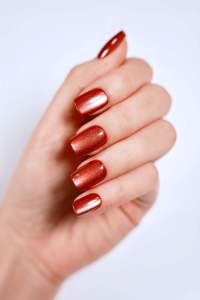 Uñas Artificiales Premium Helios, Forma Almendrada Mediana con Detalle Metálico Cromado en Cobre y Dorado, Uñas de Presión ABS Personalizadas al por Mayor - Product Image 4