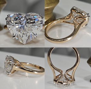 Luxury gold silver ladies <b>ring</b> yellow white rose style moissanite cvd colour stone <b>cz</b> vvs2 d heart 3.24 cts vs1 charm - Product Image 4