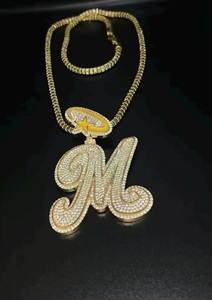 Luxury Iced Out Script <b>Initial</b> Letter M VVS Moissanite Pendant <b>Necklace</b> 925 Sterling <b>Silver</b> Hip Hop Cursive Alphabet Jewelry - Product Image 5
