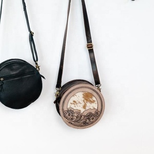 LW Women's Vintage <b>Boho</b> Style Cowgirl Leather Purse Handtooled Single Strap Sling <b>Bag</b> with Chains Portable Animal Fur for Winter - Product Image 6