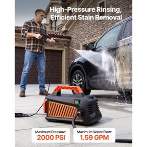 Idropulitrice Elettrica Portatile 2000 PSI Max, 1.59 GPM Max con 4 Ugelli e Asta di Prolunga in Metallo - Product Image 2