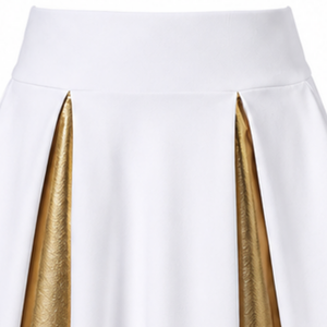 Ensemble d'uniforme de cheerleading sublimé blanc et jaune sans manches, haut court et jupe, tenue de sport pour l'entraînement et la performance - Product Image 4